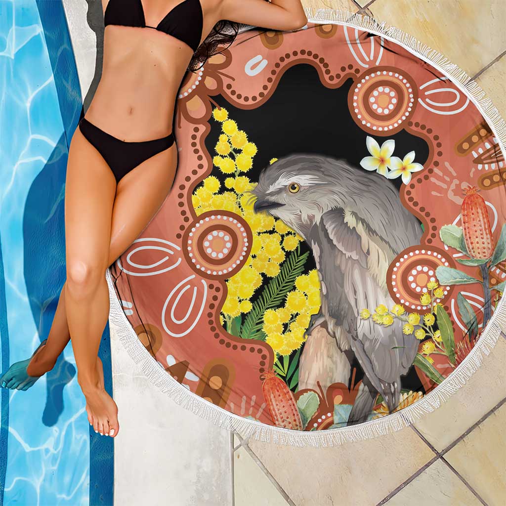 Australia Tawny Frogmouth Beach Blanket Golden Wattle Banksia Aboriginal Art - Aussie Hoodie