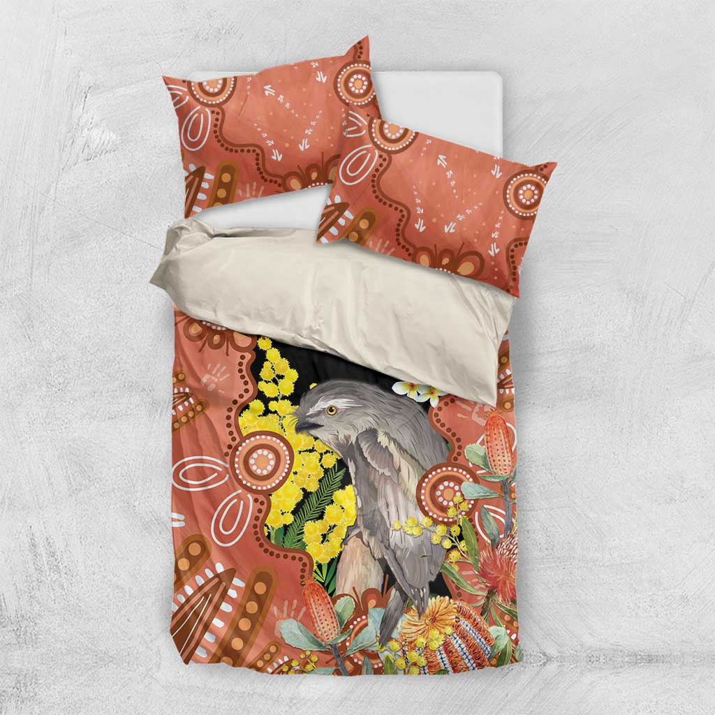 Australia Tawny Frogmouth Bedding Set Golden Wattle Banksia Aboriginal Art - Aussie Hoodie