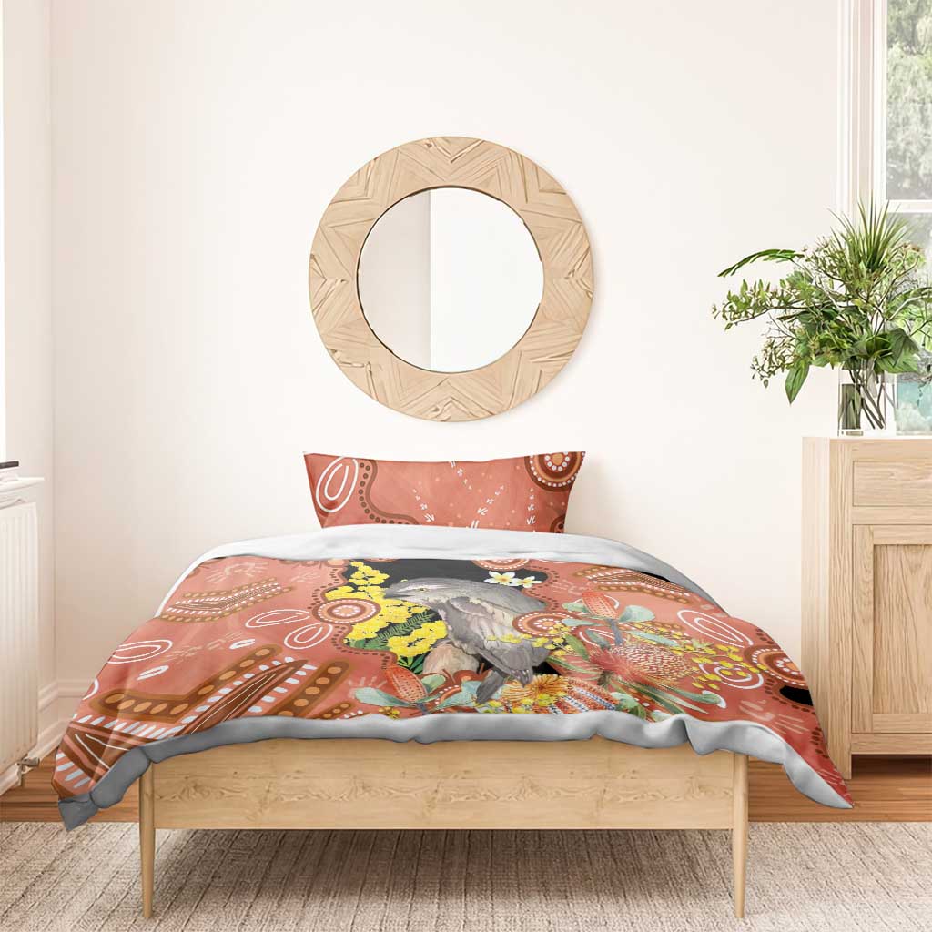 Australia Tawny Frogmouth Bedding Set Golden Wattle Banksia Aboriginal Art - Aussie Hoodie