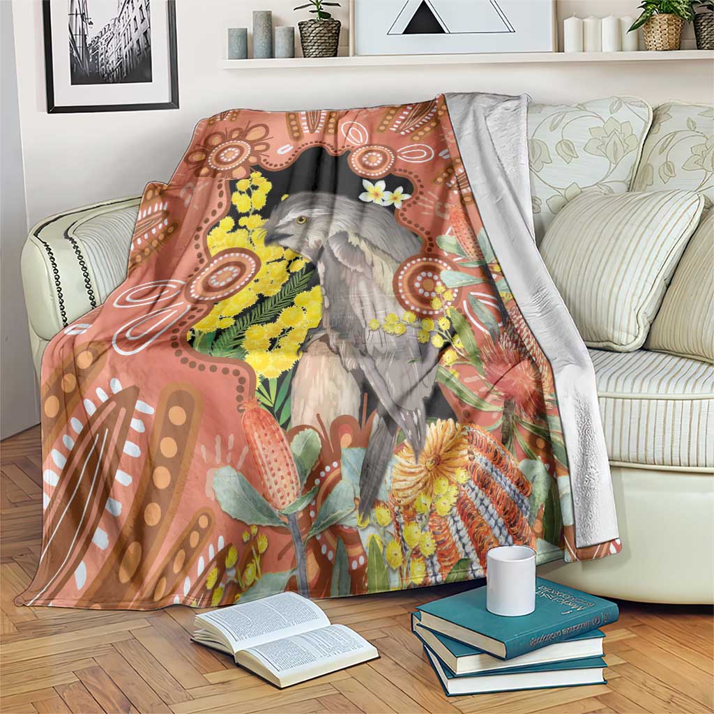 Australia Tawny Frogmouth Blanket Golden Wattle Banksia Aboriginal Art - Aussie Hoodie