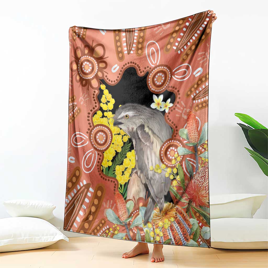 Australia Tawny Frogmouth Blanket Golden Wattle Banksia Aboriginal Art - Aussie Hoodie