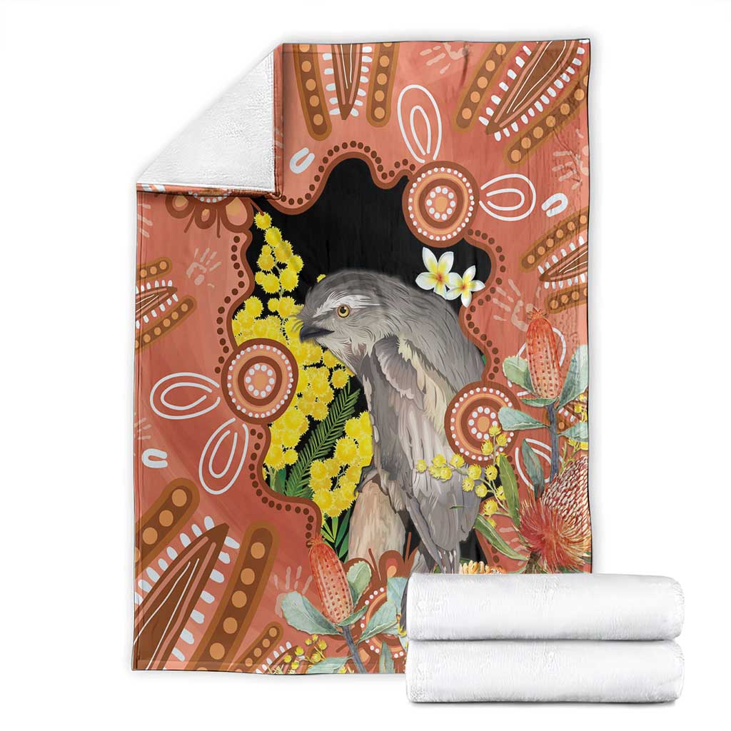 Australia Tawny Frogmouth Blanket Golden Wattle Banksia Aboriginal Art - Aussie Hoodie