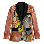 Australia Tawny Frogmouth Blazer Golden Wattle Banksia Aboriginal Art - Aussie Hoodie