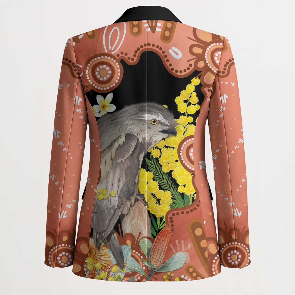 Australia Tawny Frogmouth Blazer Golden Wattle Banksia Aboriginal Art - Aussie Hoodie