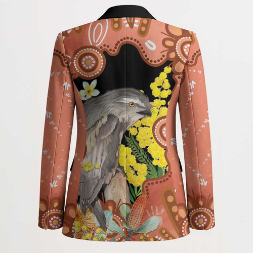 Australia Tawny Frogmouth Blazer Golden Wattle Banksia Aboriginal Art - Aussie Hoodie