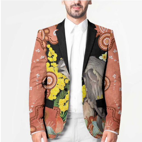 Australia Tawny Frogmouth Blazer Golden Wattle Banksia Aboriginal Art - Aussie Hoodie