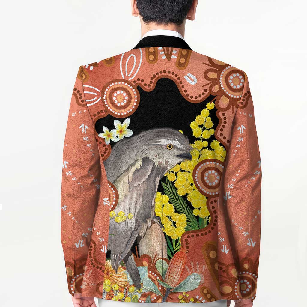 Australia Tawny Frogmouth Blazer Golden Wattle Banksia Aboriginal Art - Aussie Hoodie