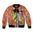 Australia Tawny Frogmouth Bomber Jacket Golden Wattle Banksia Aboriginal Art - Aussie Hoodie
