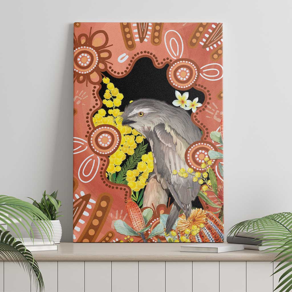 Australia Tawny Frogmouth Canvas Wall Art Golden Wattle Banksia Aboriginal Art - Aussie Hoodie