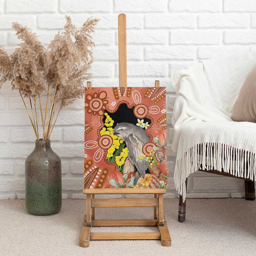 Australia Tawny Frogmouth Canvas Wall Art Golden Wattle Banksia Aboriginal Art - Aussie Hoodie