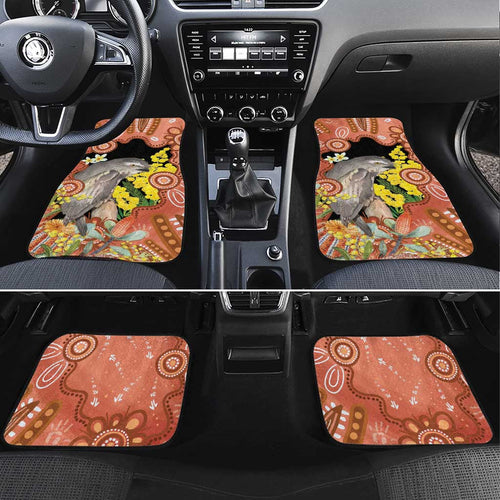 Australia Tawny Frogmouth Car Mats Golden Wattle Banksia Aboriginal Art - Aussie Hoodie