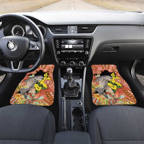Australia Tawny Frogmouth Car Mats Golden Wattle Banksia Aboriginal Art - Aussie Hoodie