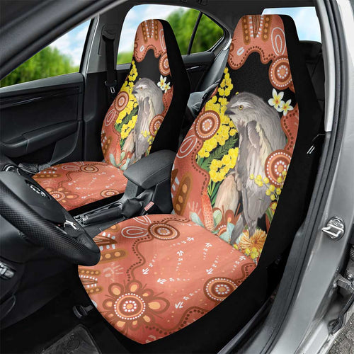 Australia Tawny Frogmouth Car Seat Cover Golden Wattle Banksia Aboriginal Art - Aussie Hoodie