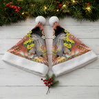 Australia Tawny Frogmouth Christmas Santa Hat Golden Wattle Banksia Aboriginal Art - Aussie Hoodie