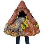 Australia Tawny Frogmouth Cloak Golden Wattle Banksia Aboriginal Art - Aussie Hoodie