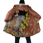 Australia Tawny Frogmouth Cloak Golden Wattle Banksia Aboriginal Art - Aussie Hoodie