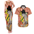 Australia Tawny Frogmouth Couples Matching Tank Maxi Dress and Hawaiian Shirt Golden Wattle Banksia Aboriginal Art - Aussie Hoodie