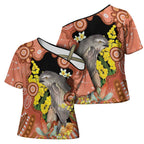 Australia Tawny Frogmouth Cross Shoulder Shirt Golden Wattle Banksia Aboriginal Art - Aussie Hoodie