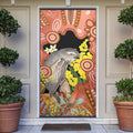 Australia Tawny Frogmouth Door Cover Golden Wattle Banksia Aboriginal Art - Aussie Hoodie