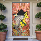 Australia Tawny Frogmouth Door Cover Golden Wattle Banksia Aboriginal Art - Aussie Hoodie