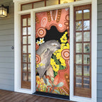 Australia Tawny Frogmouth Door Cover Golden Wattle Banksia Aboriginal Art - Aussie Hoodie