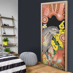 Australia Tawny Frogmouth Door Cover Golden Wattle Banksia Aboriginal Art - Aussie Hoodie