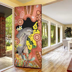 Australia Tawny Frogmouth Door Cover Golden Wattle Banksia Aboriginal Art - Aussie Hoodie