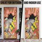 Australia Tawny Frogmouth Door Cover Golden Wattle Banksia Aboriginal Art - Aussie Hoodie