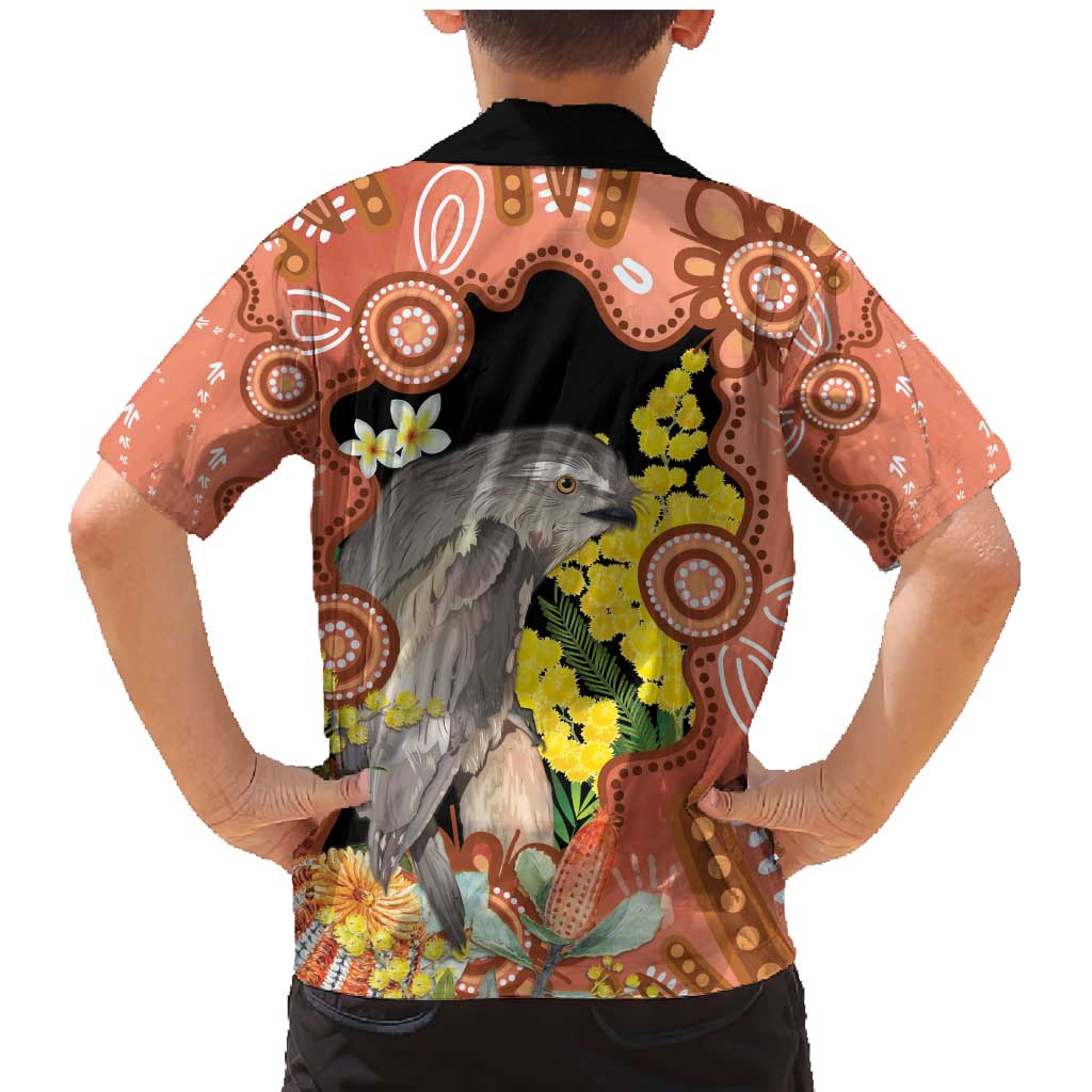 Australia Tawny Frogmouth Family Matching Mermaid Dress and Hawaiian Shirt Golden Wattle Banksia Aboriginal Art - Aussie Hoodie