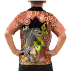 Australia Tawny Frogmouth Family Matching Mermaid Dress and Hawaiian Shirt Golden Wattle Banksia Aboriginal Art - Aussie Hoodie