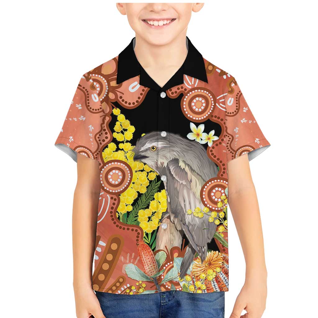 Australia Tawny Frogmouth Family Matching Mermaid Dress and Hawaiian Shirt Golden Wattle Banksia Aboriginal Art - Aussie Hoodie
