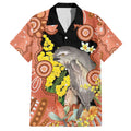 Australia Tawny Frogmouth Family Matching Off The Shoulder Long Sleeve Dress and Hawaiian Shirt Golden Wattle Banksia Aboriginal Art - Aussie Hoodie