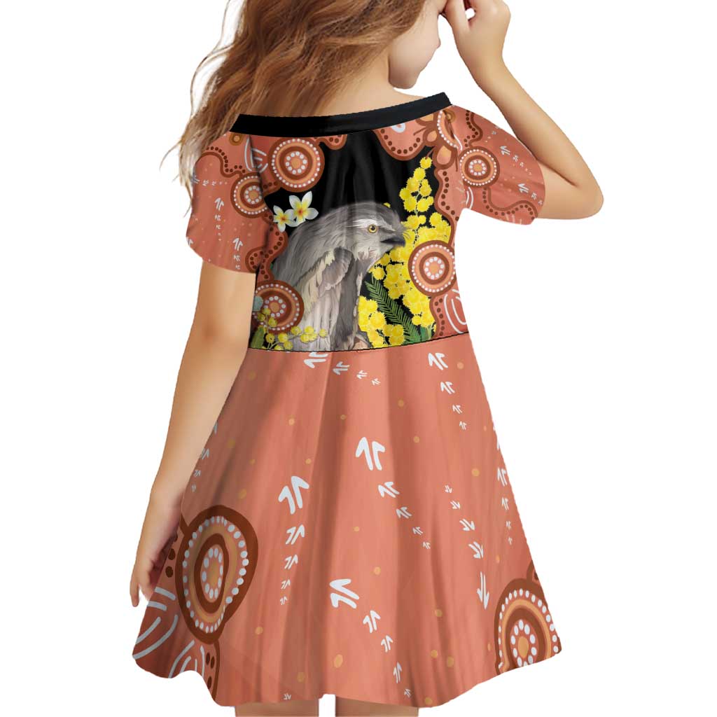 Australia Tawny Frogmouth Family Matching Off Shoulder Short Dress and Hawaiian Shirt Golden Wattle Banksia Aboriginal Art - Aussie Hoodie