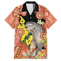 Australia Tawny Frogmouth Family Matching Off Shoulder Short Dress and Hawaiian Shirt Golden Wattle Banksia Aboriginal Art - Aussie Hoodie