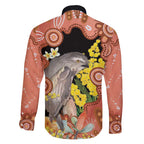 Australia Tawny Frogmouth Family Matching Off Shoulder Short Dress and Hawaiian Shirt Golden Wattle Banksia Aboriginal Art - Aussie Hoodie