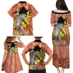 Australia Tawny Frogmouth Family Matching Puletasi and Hawaiian Shirt Golden Wattle Banksia Aboriginal Art - Aussie Hoodie