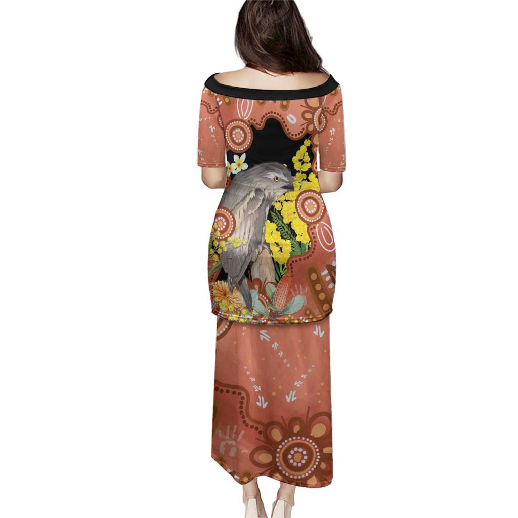 Australia Tawny Frogmouth Family Matching Puletasi and Hawaiian Shirt Golden Wattle Banksia Aboriginal Art - Aussie Hoodie