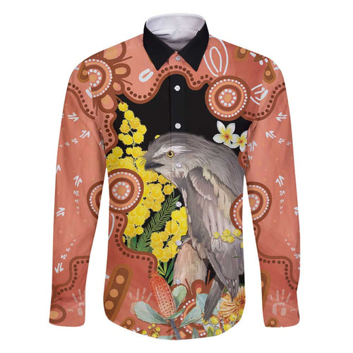 Australia Tawny Frogmouth Family Matching Short Sleeve Bodycon Dress and Hawaiian Shirt Golden Wattle Banksia Aboriginal Art - Aussie Hoodie