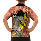 Australia Tawny Frogmouth Family Matching Tank Maxi Dress and Hawaiian Shirt Golden Wattle Banksia Aboriginal Art - Aussie Hoodie