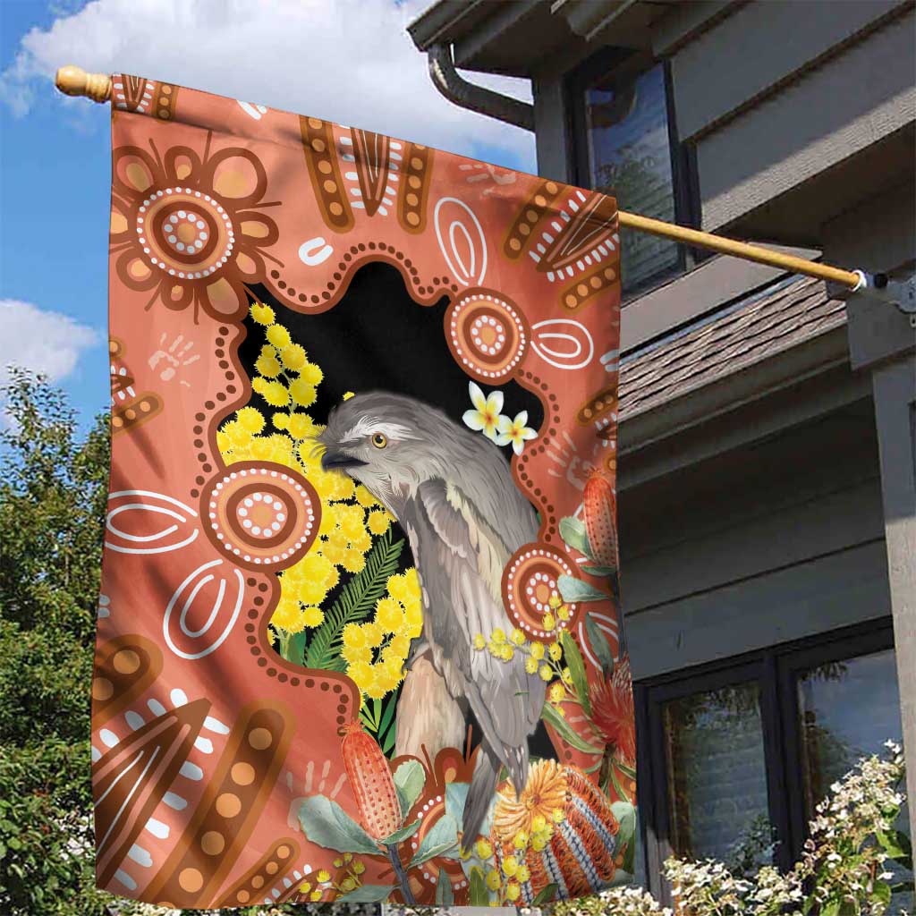 Australia Tawny Frogmouth Garden Flag Golden Wattle Banksia Aboriginal Art - Aussie Hoodie