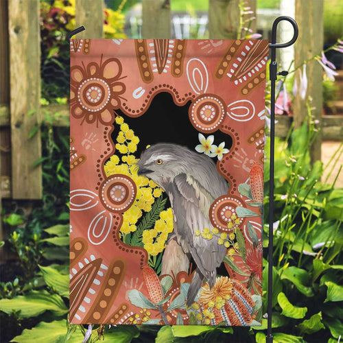 Australia Tawny Frogmouth Garden Flag Golden Wattle Banksia Aboriginal Art - Aussie Hoodie