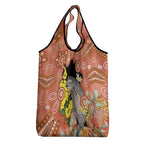 Australia Tawny Frogmouth Grocery Bag Golden Wattle Banksia Aboriginal Art - Aussie Hoodie