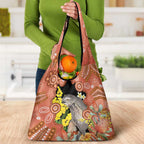 Australia Tawny Frogmouth Grocery Bag Golden Wattle Banksia Aboriginal Art - Aussie Hoodie