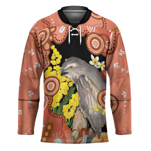 Australia Tawny Frogmouth Hockey Jersey Golden Wattle Banksia Aboriginal Art - Aussie Hoodie