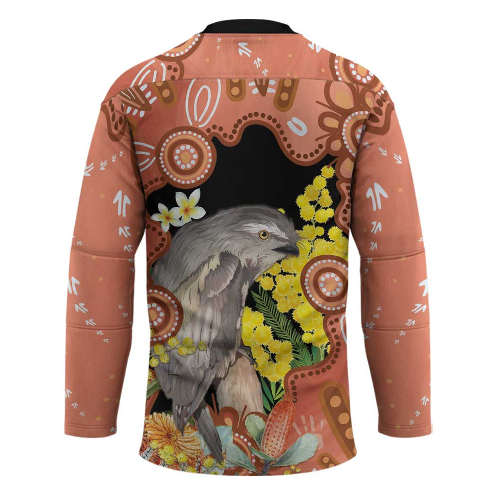 Australia Tawny Frogmouth Hockey Jersey Golden Wattle Banksia Aboriginal Art - Aussie Hoodie