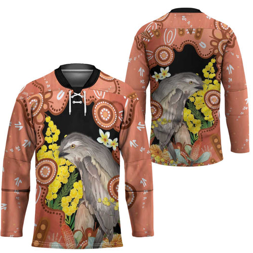Australia Tawny Frogmouth Hockey Jersey Golden Wattle Banksia Aboriginal Art - Aussie Hoodie