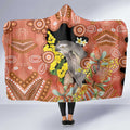 Australia Tawny Frogmouth Hooded Blanket Golden Wattle Banksia Aboriginal Art - Aussie Hoodie