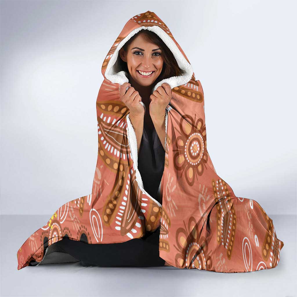 Australia Tawny Frogmouth Hooded Blanket Golden Wattle Banksia Aboriginal Art - Aussie Hoodie