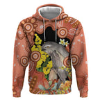 Australia Tawny Frogmouth Hoodie Golden Wattle Banksia Aboriginal Art - Aussie Hoodie
