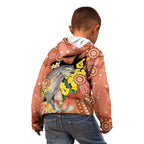 Australia Tawny Frogmouth Kid Hoodie Golden Wattle Banksia Aboriginal Art - Aussie Hoodie